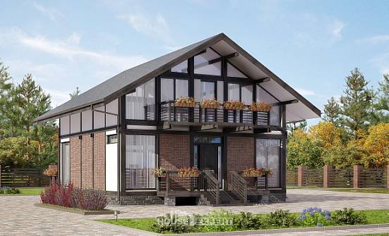 170-007-П Проект двухэтажного дома с мансардой, уютный загородный дом из дерева Шебекино | Проекты домов от House Expert