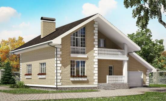 190-005-П Проект двухэтажного дома мансардой и гаражом, просторный дом из поризованных блоков Губкин | Проекты домов от House Expert