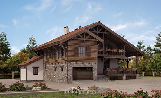 255-002-Л Проект двухэтажного дома с мансардой, гараж, классический дом из газосиликатных блоков Строитель | Проекты домов от House Expert