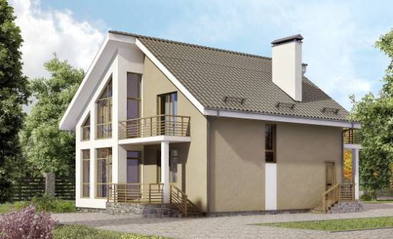 170-006-Л Проект двухэтажного дома мансардой, простой загородный дом из теплоблока Белгород | Проекты домов от House Expert
