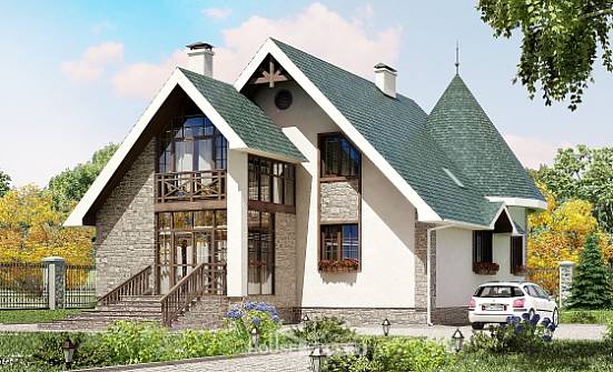 170-003-Л Проект двухэтажного дома мансардой, экономичный дом из пеноблока Белгород | Проекты домов от House Expert