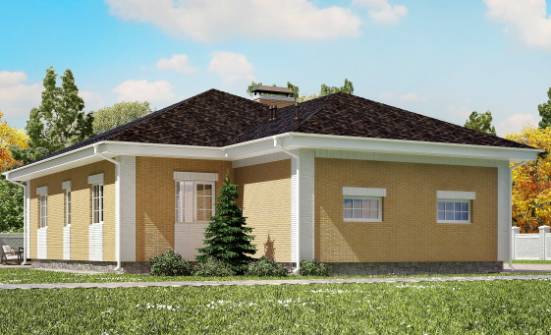 130-002-Л Проект одноэтажного дома и гаражом, доступный загородный дом из поризованных блоков Губкин | Проекты домов от House Expert