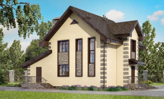 160-004-П Проект двухэтажного дома и гаражом, простой загородный дом из газобетона Шебекино | Проекты домов от House Expert