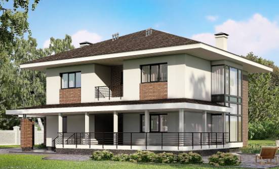 275-002-П Проект двухэтажного дома, гараж, классический загородный дом из кирпича Губкин | Проекты домов от House Expert