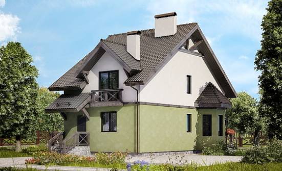120-003-П Проект двухэтажного дома с мансардным этажом, простой дом из бризолита Губкин | Проекты домов от House Expert