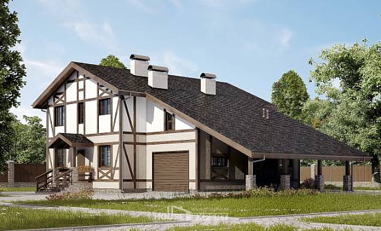 250-002-П Проект двухэтажного дома с мансардным этажом, гараж, простой домик из кирпича Валуйки | Проекты домов от House Expert