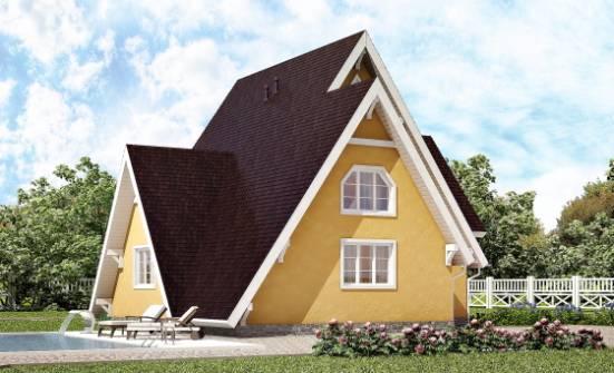 155-008-П Проект двухэтажного дома мансардный этаж, уютный дом из дерева Строитель | Проекты домов от House Expert