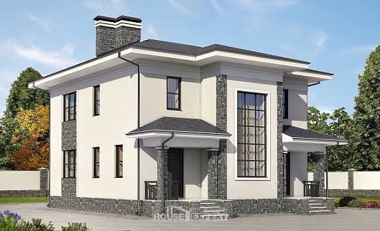 155-011-П Проект двухэтажного дома, классический домик из бризолита Губкин | Проекты домов от House Expert