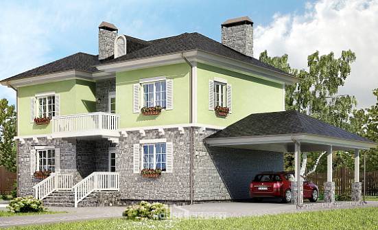 155-006-П Проект двухэтажного дома, гараж, красивый коттедж из газобетона Старый Оскол | Проекты домов от House Expert