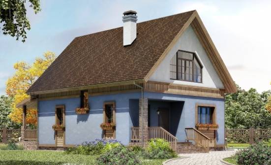 130-003-Л Проект двухэтажного дома с мансардой, небольшой загородный дом из теплоблока Алексеевка | Проекты домов от House Expert