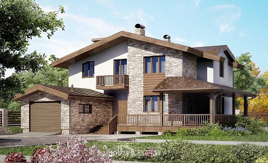 220-001-П Проект двухэтажного дома мансардой и гаражом, просторный домик из арболита Валуйки | Проекты домов от House Expert