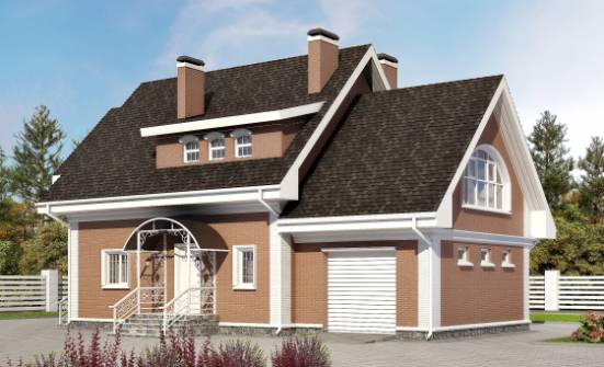 185-003-П Проект двухэтажного дома с мансардой, гараж, простой домик из пеноблока Старый Оскол | Проекты домов от House Expert