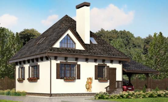 110-002-Л Проект двухэтажного дома мансардой и гаражом, простой дом из арболита Белгород | Проекты домов от House Expert