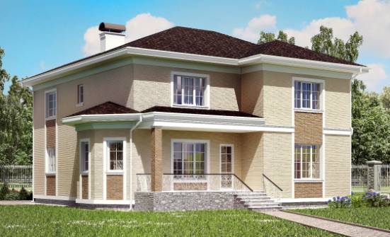 335-001-Л Проект двухэтажного дома, гараж, просторный загородный дом из кирпича Шебекино | Проекты домов от House Expert