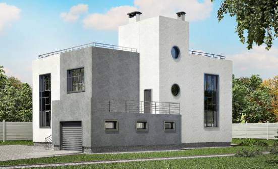 255-001-П Проект двухэтажного дома и гаражом, большой домик из поризованных блоков Старый Оскол | Проекты домов от House Expert