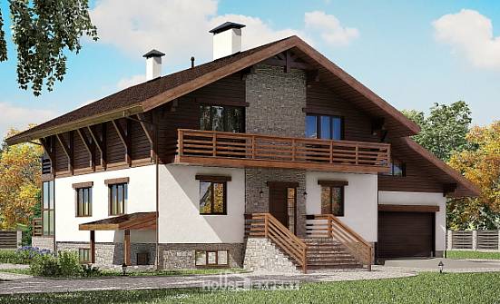 420-001-П Проект трехэтажного дома с мансардным этажом, гараж, современный дом из кирпича Валуйки | Проекты домов от House Expert