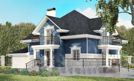 180-002-П Проект двухэтажного дома с мансардой, гараж, красивый коттедж из кирпича Белгород | Проекты домов от House Expert