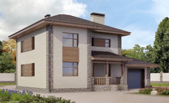 185-004-П Проект двухэтажного дома, гараж, классический коттедж из керамзитобетонных блоков Губкин | Проекты домов от House Expert