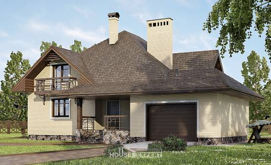 275-003-П Проект двухэтажного дома мансардой и гаражом, огромный дом из кирпича Валуйки | Проекты домов от House Expert