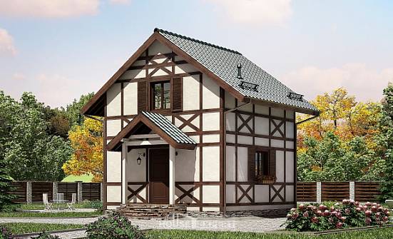 060-002-П Проект двухэтажного дома мансардой, экономичный дом из бревен Губкин | Проекты домов от House Expert