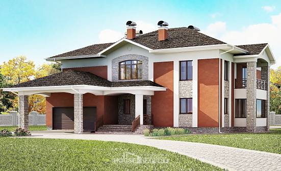 400-002-Л Проект двухэтажного дома, гараж, просторный домик из кирпича Новый Оскол | Проекты домов от House Expert