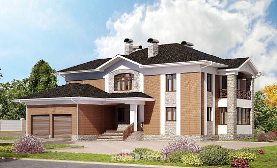 520-002-Л Проект трехэтажного дома, гараж, огромный домик из газобетона Губкин | Проекты домов от House Expert