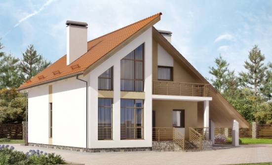 170-009-П Проект двухэтажного дома мансардой и гаражом, классический загородный дом из арболита Белгород | Проекты домов от House Expert