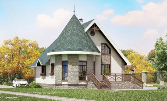 170-003-Л Проект двухэтажного дома мансардой, экономичный дом из пеноблока Белгород | Проекты домов от House Expert