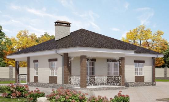 100-004-Л Проект одноэтажного дома, красивый коттедж из бризолита Алексеевка | Проекты домов от House Expert
