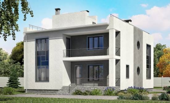 255-001-П Проект двухэтажного дома и гаражом, большой домик из поризованных блоков Старый Оскол | Проекты домов от House Expert