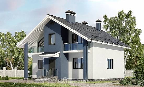150-005-П Проект двухэтажного дома с мансардным этажом, экономичный домик из керамзитобетонных блоков Новый Оскол | Проекты домов от House Expert