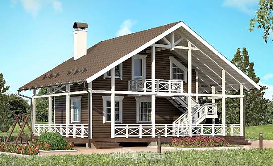 080-001-П Проект двухэтажного дома с мансардой, крохотный домик из дерева Новый Оскол | Проекты домов от House Expert