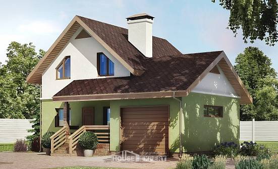 120-002-П Проект двухэтажного дома мансардой, гараж, классический коттедж из пеноблока Губкин | Проекты домов от House Expert