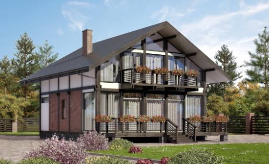 170-007-П Проект двухэтажного дома с мансардой, уютный загородный дом из дерева Шебекино | Проекты домов от House Expert