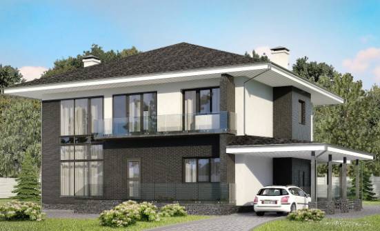 245-002-П Проект двухэтажного дома, гараж, простой коттедж из арболита Старый Оскол | Проекты домов от House Expert