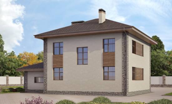 185-004-П Проект двухэтажного дома, гараж, классический коттедж из керамзитобетонных блоков Губкин | Проекты домов от House Expert
