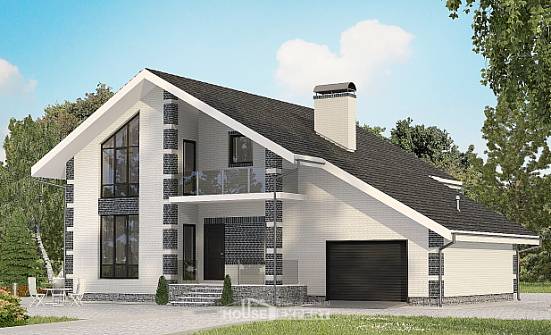180-001-П Проект двухэтажного дома с мансардой, гараж, компактный домик из газобетона Старый Оскол | Проекты домов от House Expert