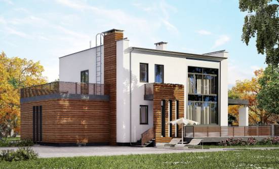 220-003-П Проект двухэтажного дома и гаражом, простой дом из газобетона Строитель | Проекты домов от House Expert