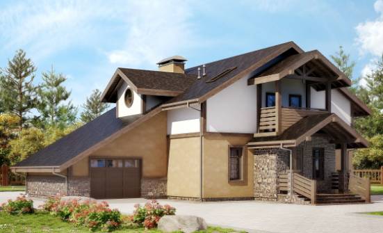 180-011-Л Проект двухэтажного дома мансардой и гаражом, компактный домик из поризованных блоков Губкин | Проекты домов от House Expert