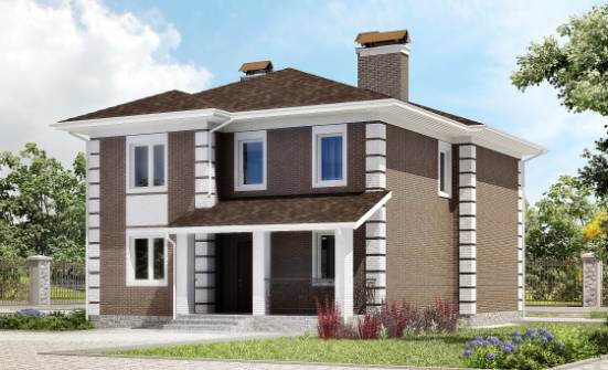 185-002-П Проект двухэтажного дома, недорогой дом из блока Новый Оскол | Проекты домов от House Expert
