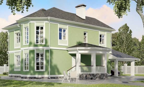 170-001-Л Проект двухэтажного дома, гараж, классический загородный дом из пеноблока Строитель | Проекты домов от House Expert