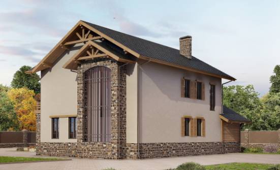 200-005-Л Проект двухэтажного дома и гаражом, классический домик из блока Губкин | Проекты домов от House Expert
