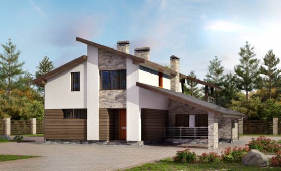 200-010-П Проект двухэтажного дома мансардой и гаражом, простой дом из теплоблока Шебекино | Проекты домов от House Expert