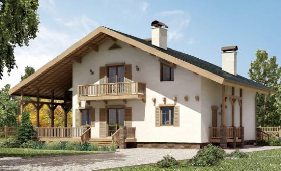250-003-Л Проект двухэтажного дома с мансардой, классический домик из теплоблока Шебекино | Проекты домов от House Expert