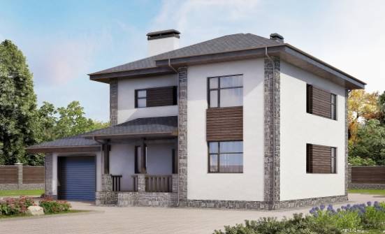 185-004-Л Проект двухэтажного дома и гаражом, красивый домик из керамзитобетонных блоков Губкин | Проекты домов от House Expert