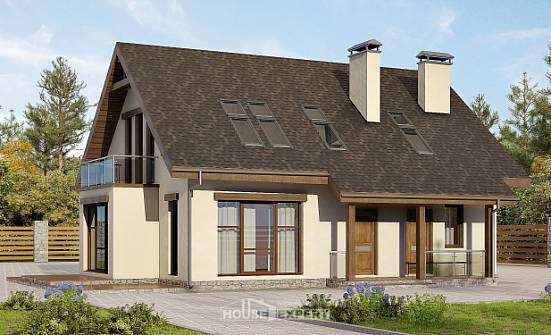 155-012-Л Проект двухэтажного дома с мансардой, бюджетный домик из твинблока Старый Оскол | Проекты домов от House Expert