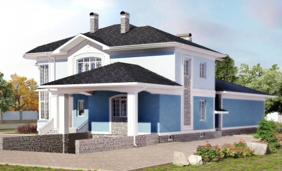 620-001-П Проект трехэтажного дома и гаражом, современный загородный дом из блока Новый Оскол | Проекты домов от House Expert