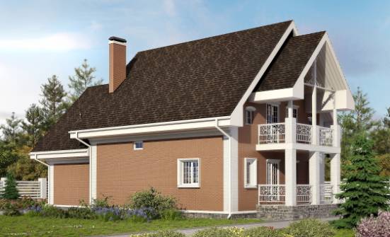 185-003-П Проект двухэтажного дома с мансардой, гараж, простой домик из пеноблока Старый Оскол | Проекты домов от House Expert