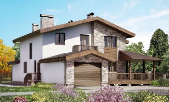 220-001-П Проект двухэтажного дома мансардой и гаражом, просторный домик из арболита Валуйки | Проекты домов от House Expert