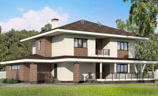 275-002-П Проект двухэтажного дома, гараж, классический загородный дом из кирпича Губкин | Проекты домов от House Expert